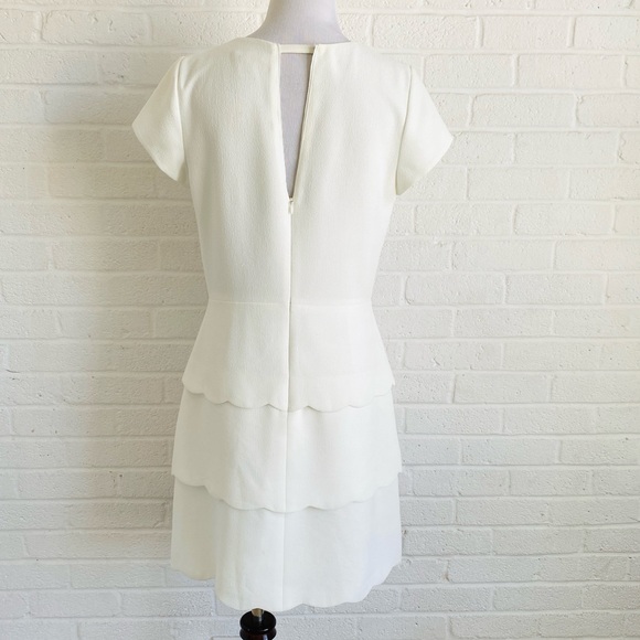 Club Monaco Colby White Dress Tiered White Scallop Mini Size 6 Wedding Shower - Picture 8 of 15